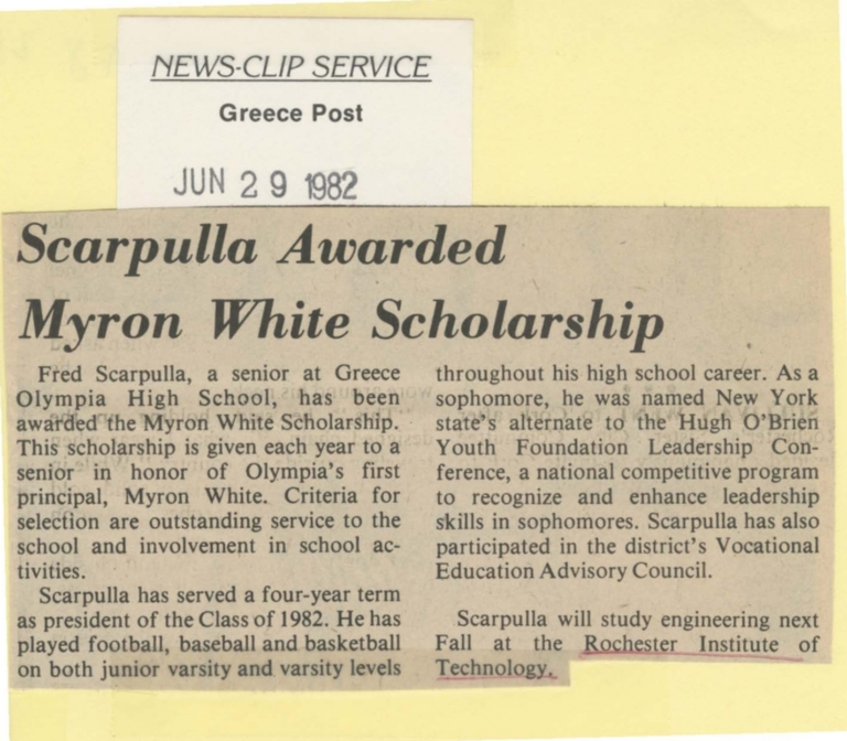 Scarpulla awarded Myron White scholarship