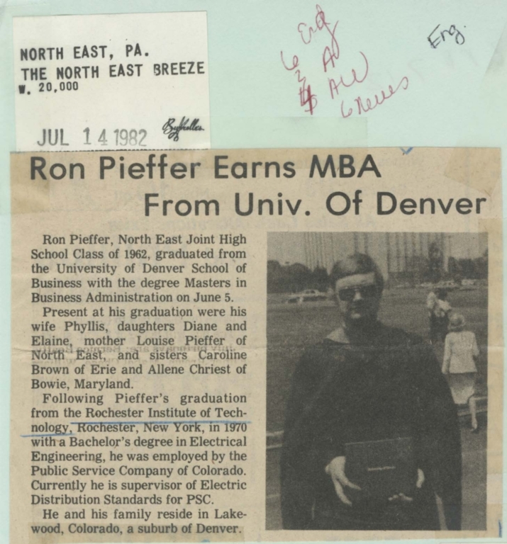 Ron Pieffer earns mba from Univ. of Denver