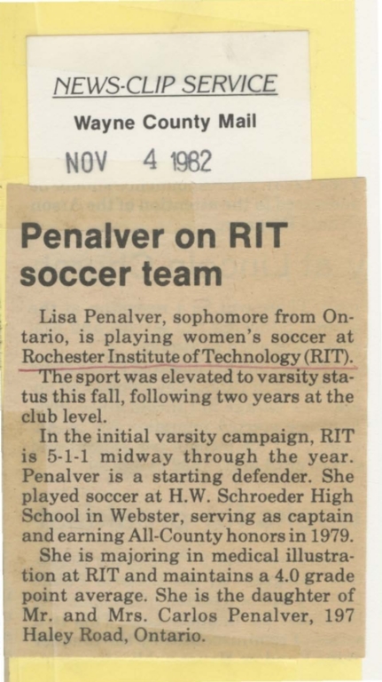 Penalver on RIT soccer team