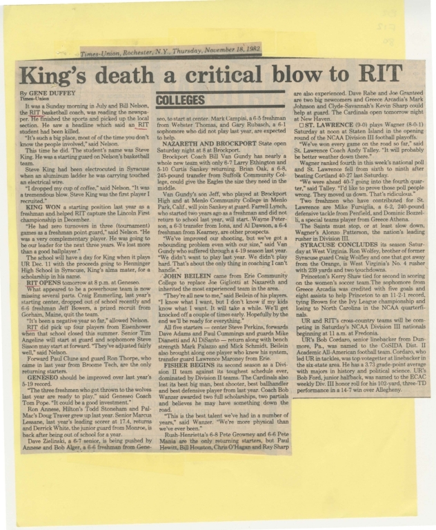 King's death a critical blow to RIT