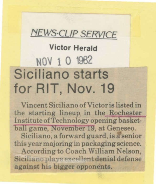 Siciliano starts for RIT, Nov. 19
