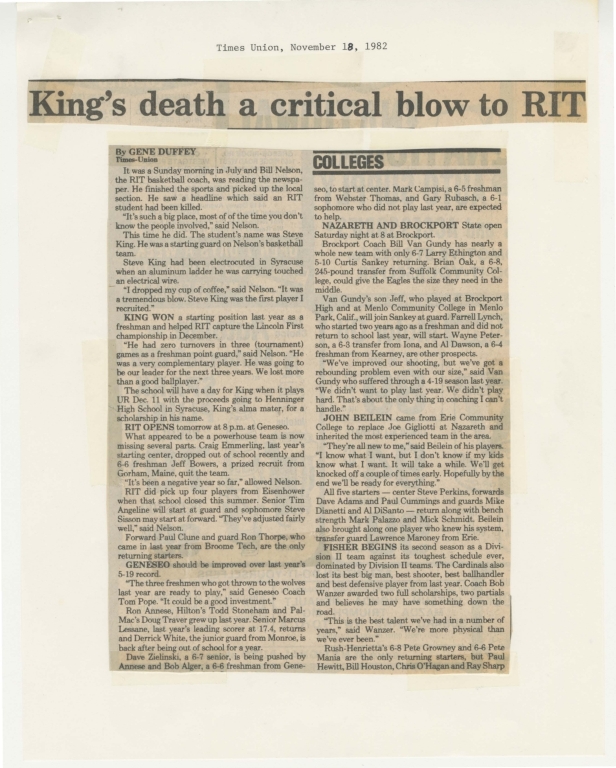 King's death a critical blow to RIT