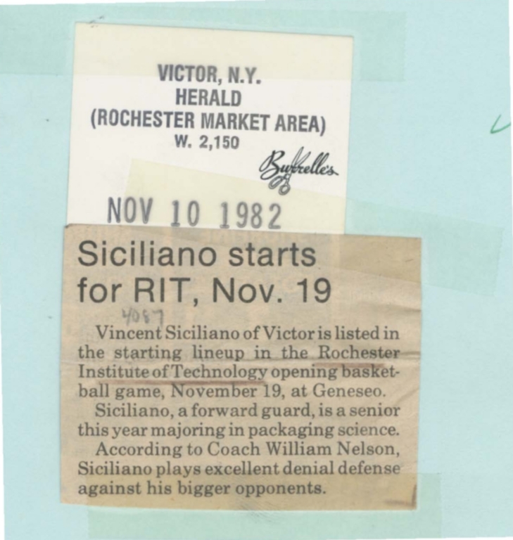 Siciliano starts for RIT, Nov. 19