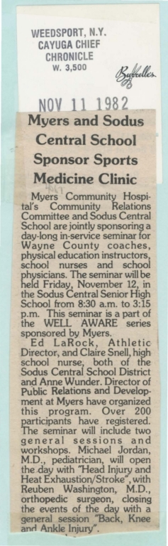 Myers and Sodus Central School sponsor sports medicine clinic