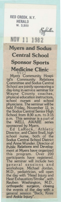 Myers and Sodus Central School sponsor sports medicine clinic