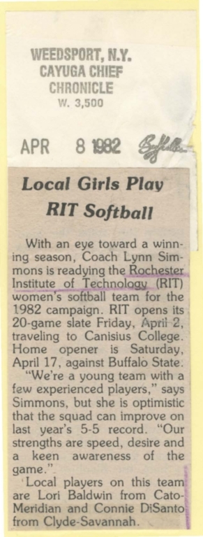 Local girls play RIT softball