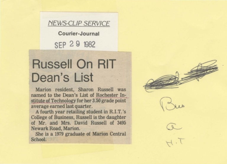 Rusell on RIT Dean's List