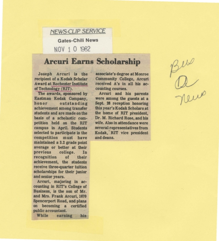 Arcuri earns scholarship