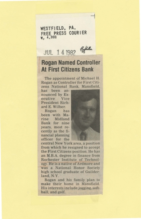Rogan Named Controller At First Citizeba Bank