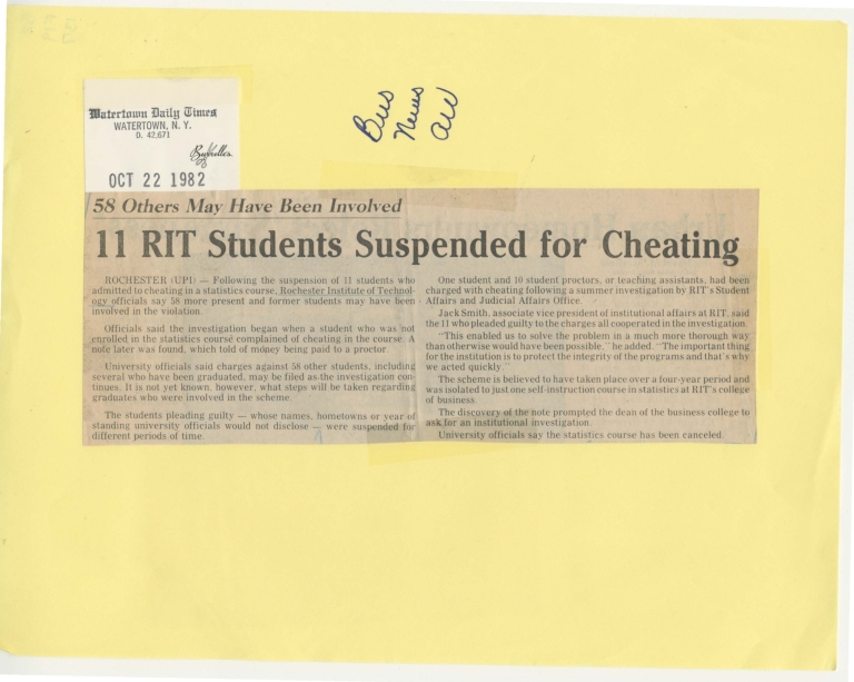 11 RIT Students Suspended for Cheating