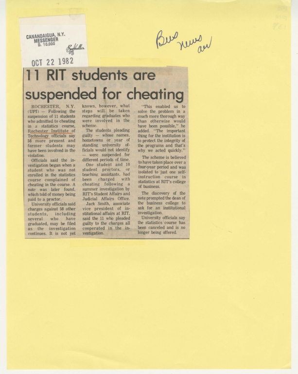 11 RIT Students are Suspended for cheating