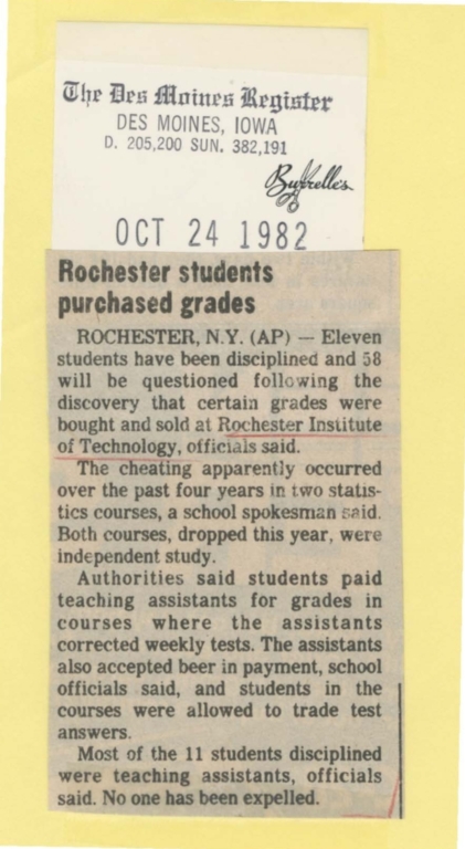 Rochester students purchased grades