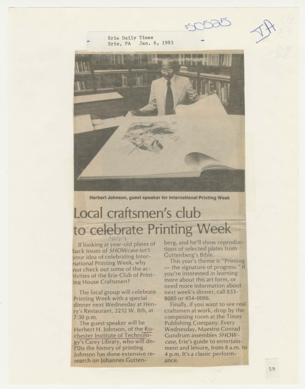 Local craftsmen's club to celebrate Printing Week