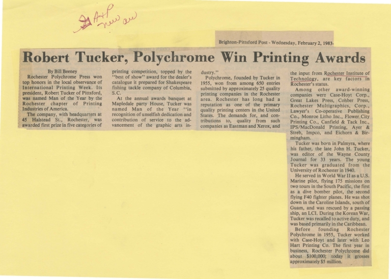 Robert Tucker, polychrome win printing awards