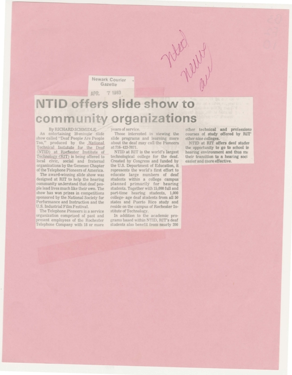 NTID offers slide show to community organizations