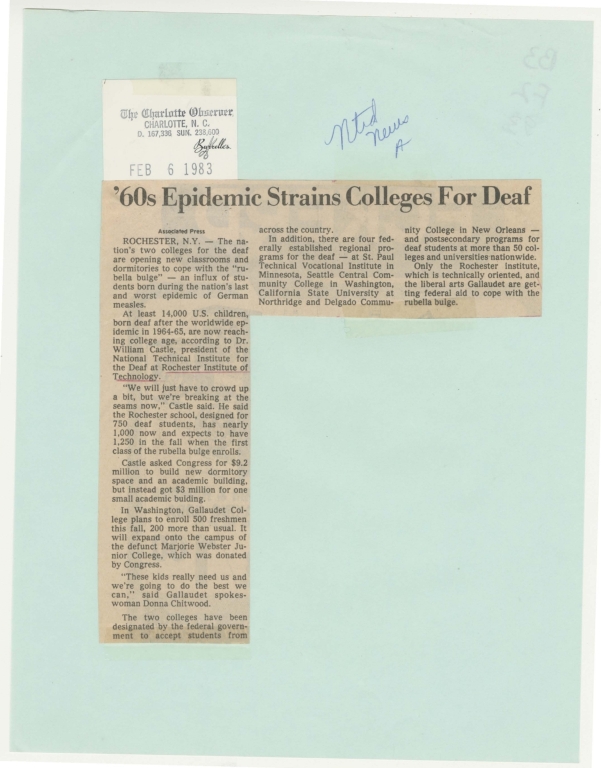 60's epidemic strains colleges for deaf