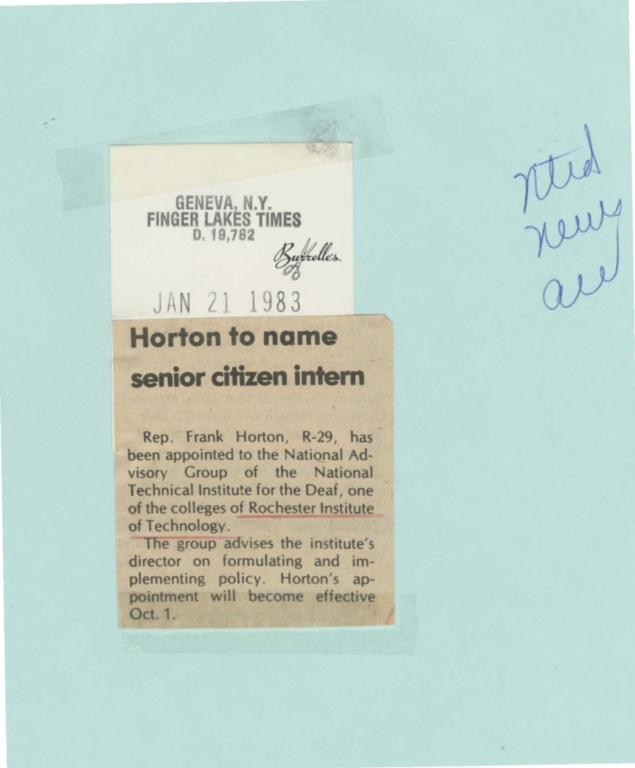 Horton to name senior citizen intern
