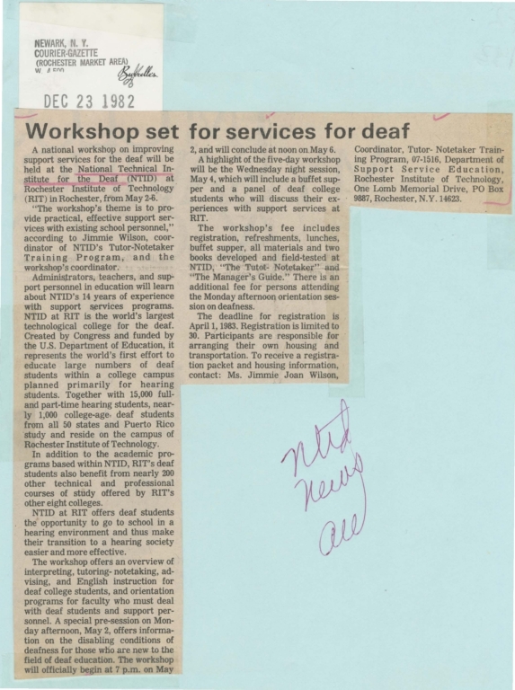 Workshop set for services for deaf
