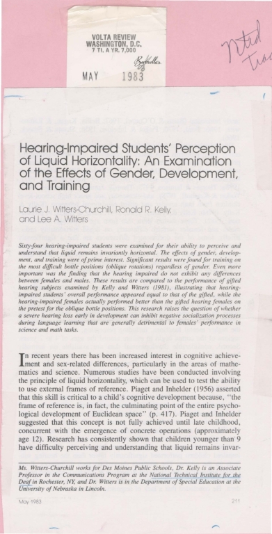 Hearing-impaired students' perception of liquid horizontality: examination of effects of gender, development and training