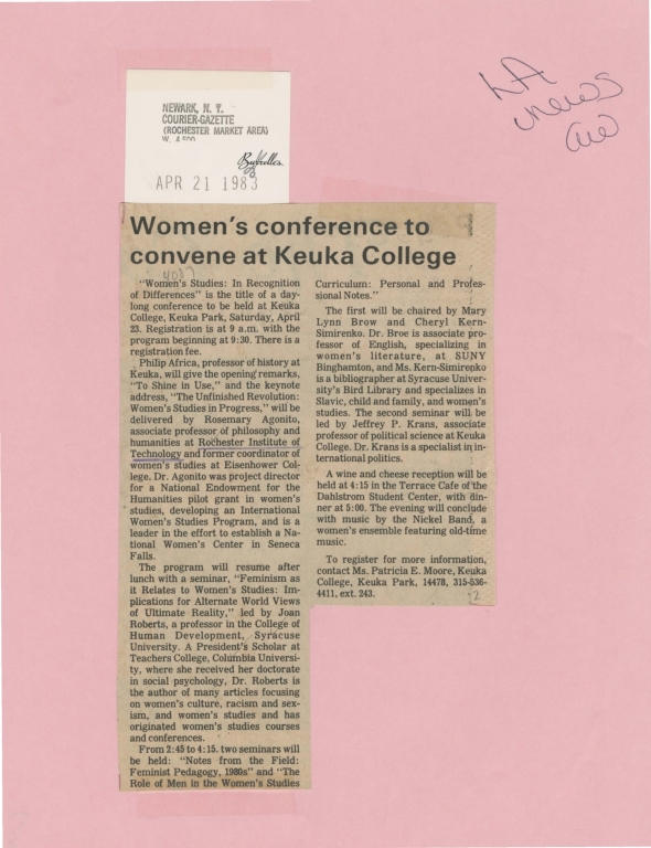 Women's conference to convene at Keuka College