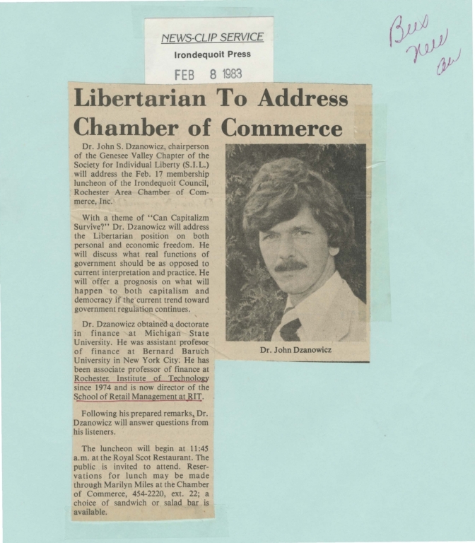 Libertarian to address chamber of commerce