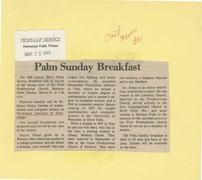 Palm Sunday breakfast