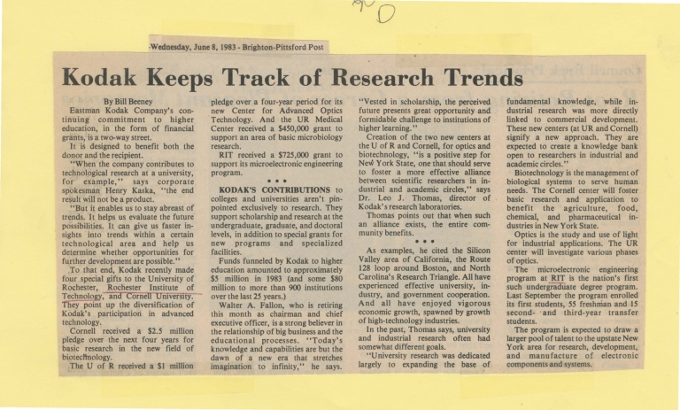 Kodak keeps track of research trends