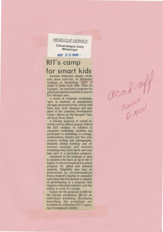 RIT's camp for smart kids