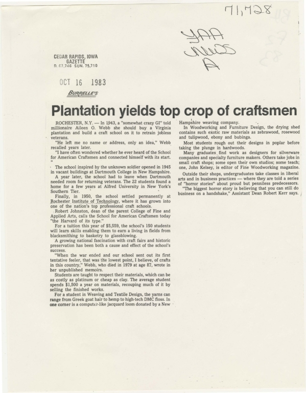 Plantation yeilds top crop of craftsmen