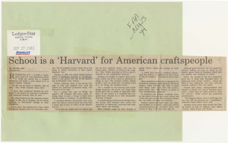 School is 'Harvard' for American craftspeople