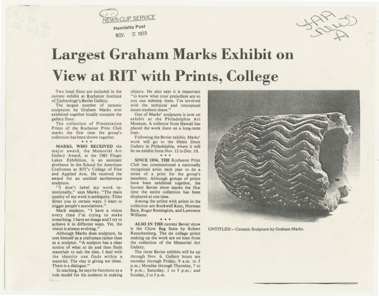 Largest Graham Marks' exbihit on view at RIT with prints, collage