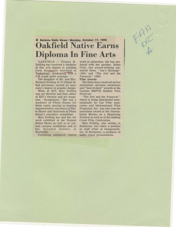 Oakfield native earns diploma in fine arts
