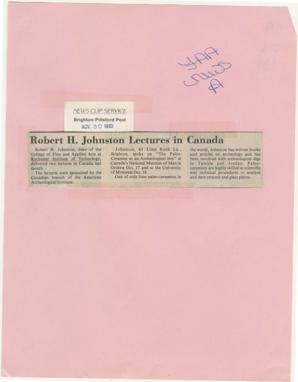 Robert H. Johnson lectures in Canada