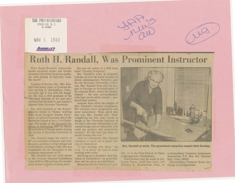 Ruth H. Randall, was prominent instructor