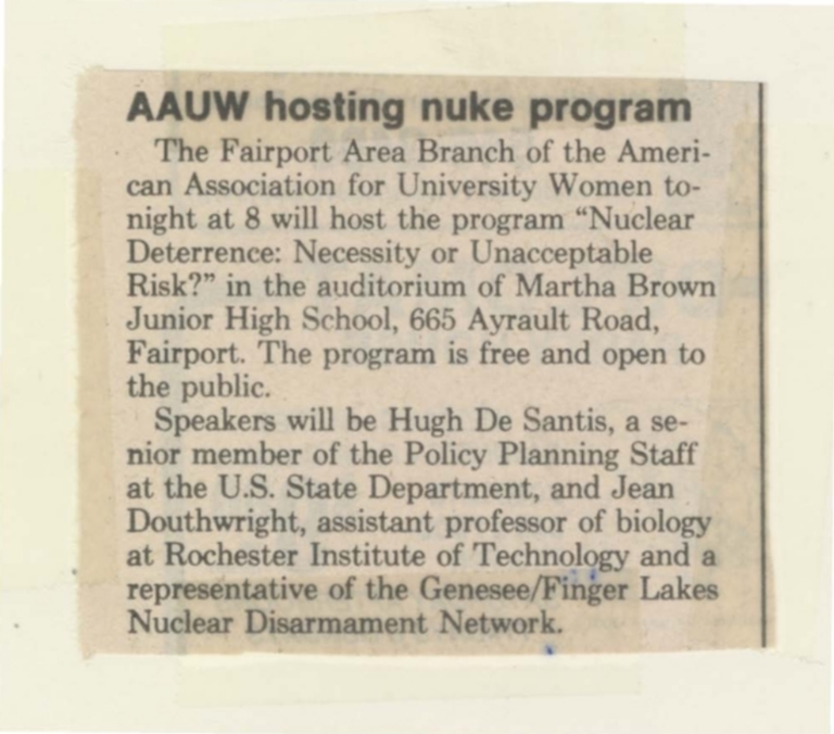 AAUW hosting nuke program