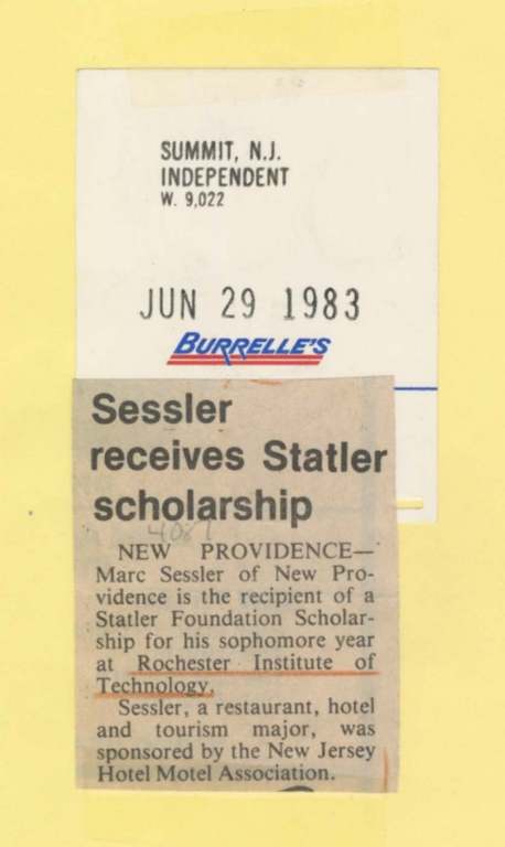Sessler receives Statler scholarship