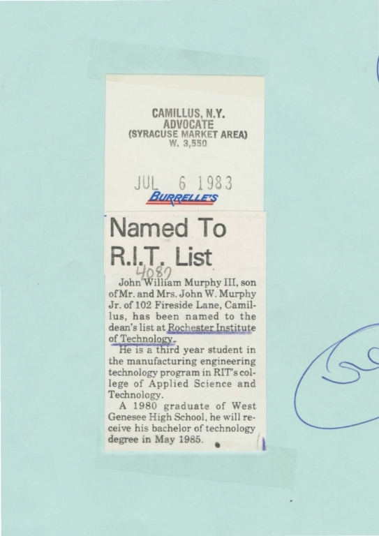 Named to R.I.T. list