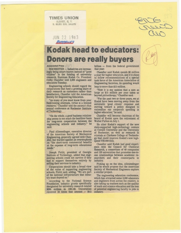 Kodak head to educators: donors are really buyers
