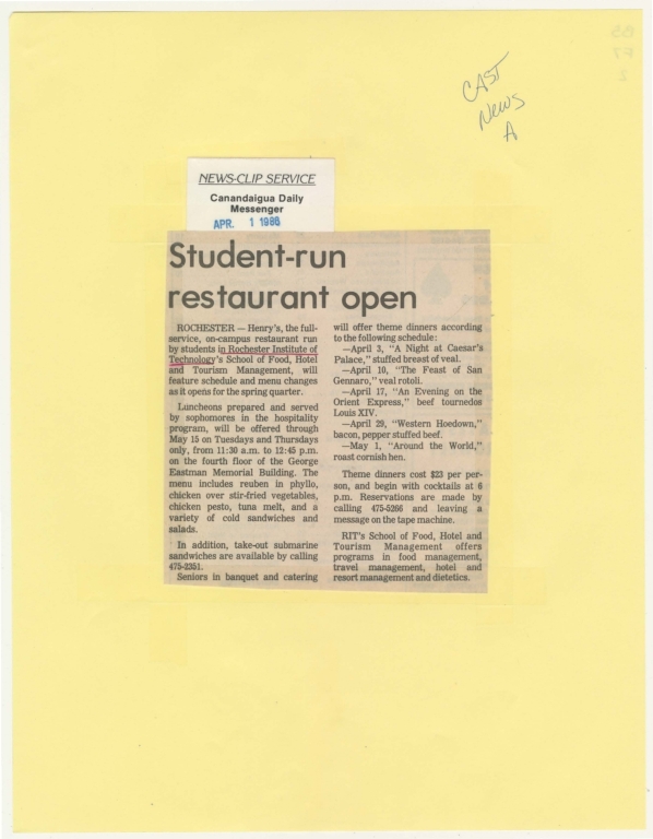 Student-run restaurant open
