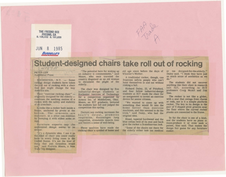 Student-designed chairs take roll out of rocking