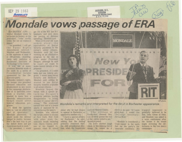 Mondale vows passage of ERA