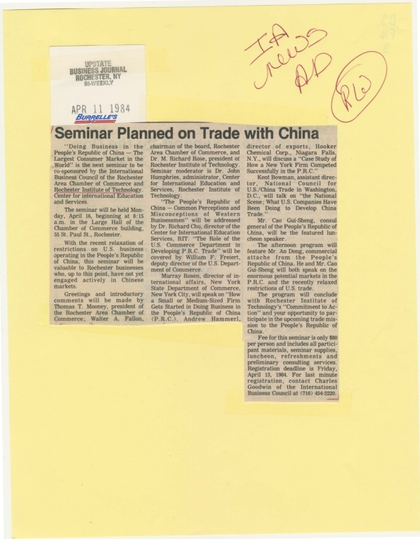 Seminar planned on trade with China