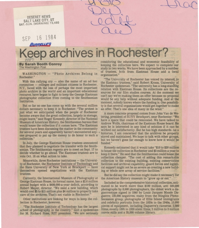 Keep archives in Rochester
