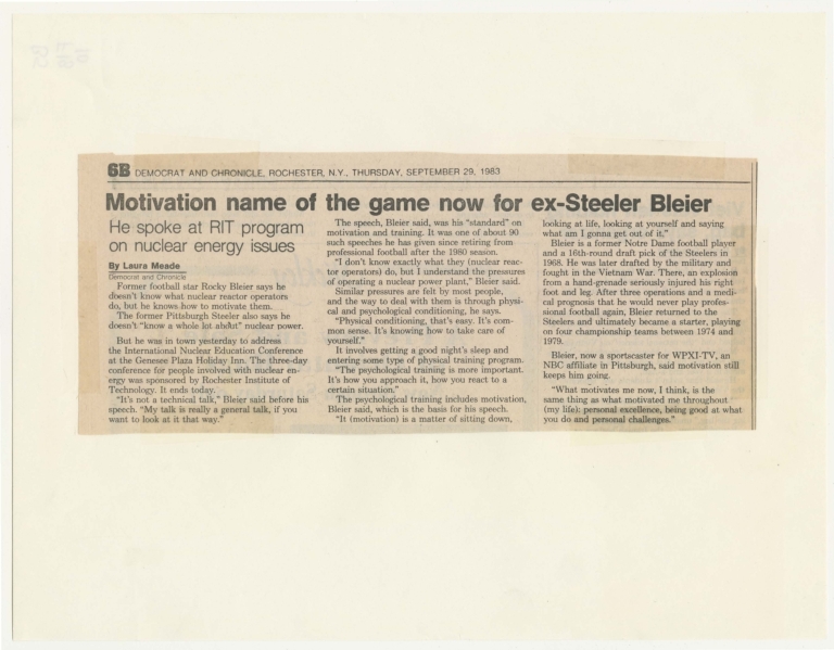 Motivation name of game now for ex-Steeler Bleier