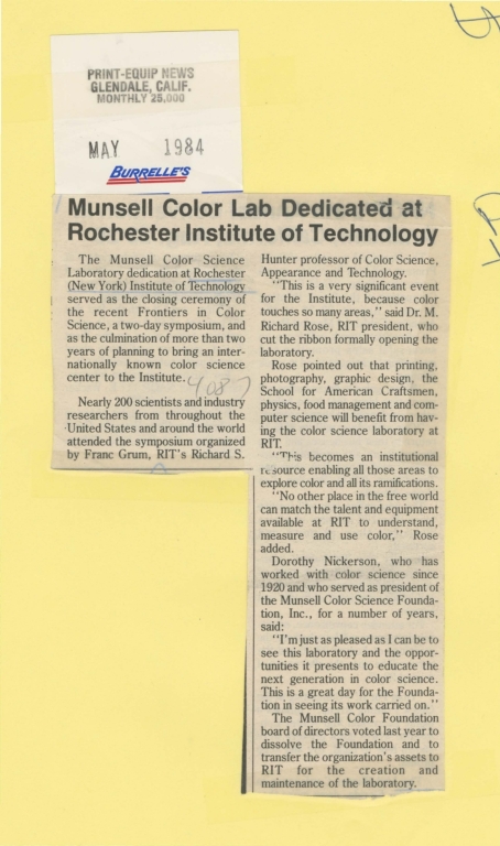 Munsell Color Lab dedicated at Rochester Institute of Technology
