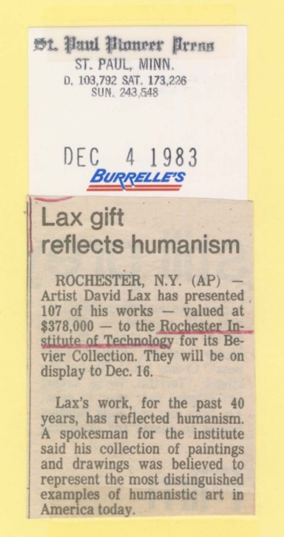 Lax gift reflects humanism
