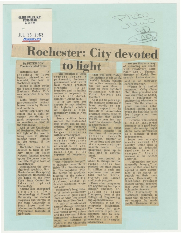 Rochester: city devoted to light