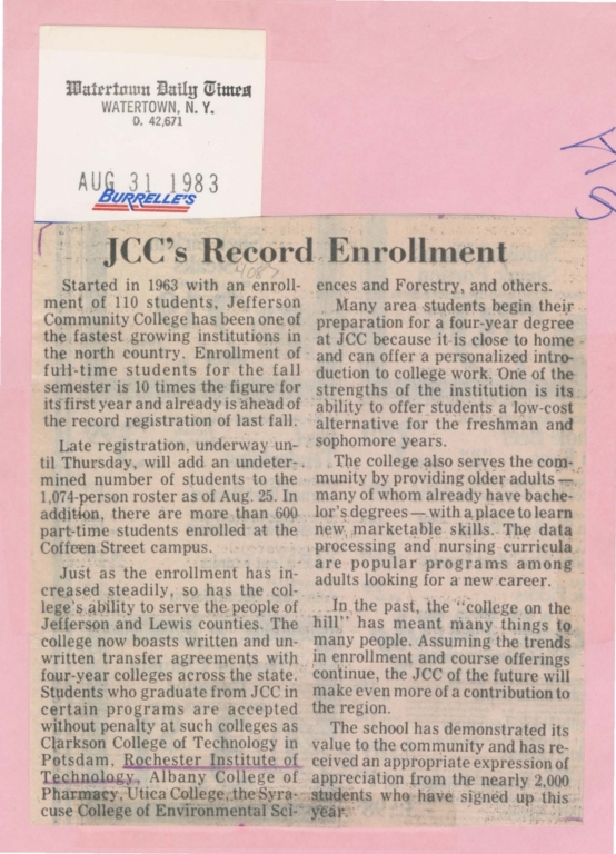 JCC's record enrollment