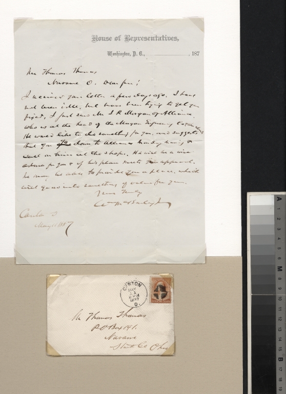 William McKinley letter to Thomas Thomas