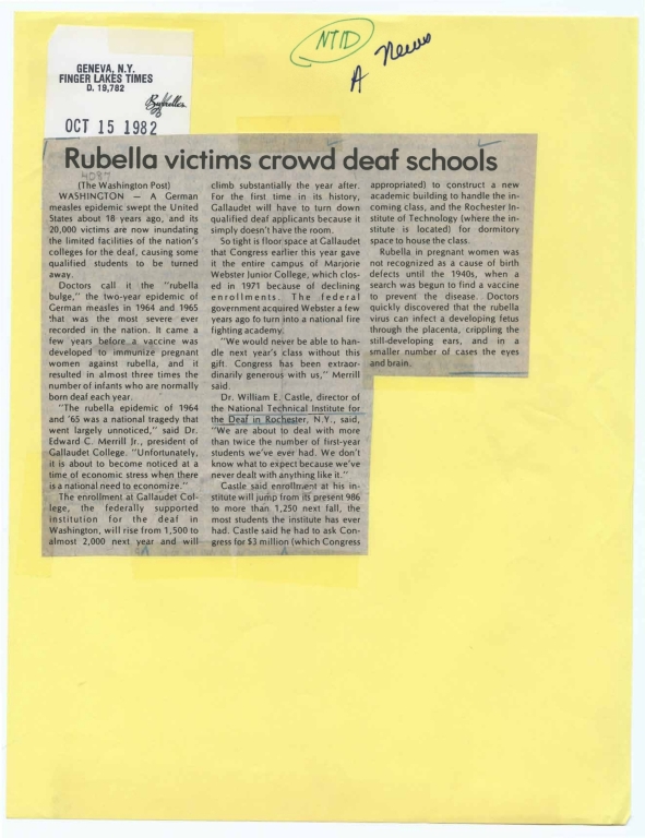 Rubella victims crowd deaf schools